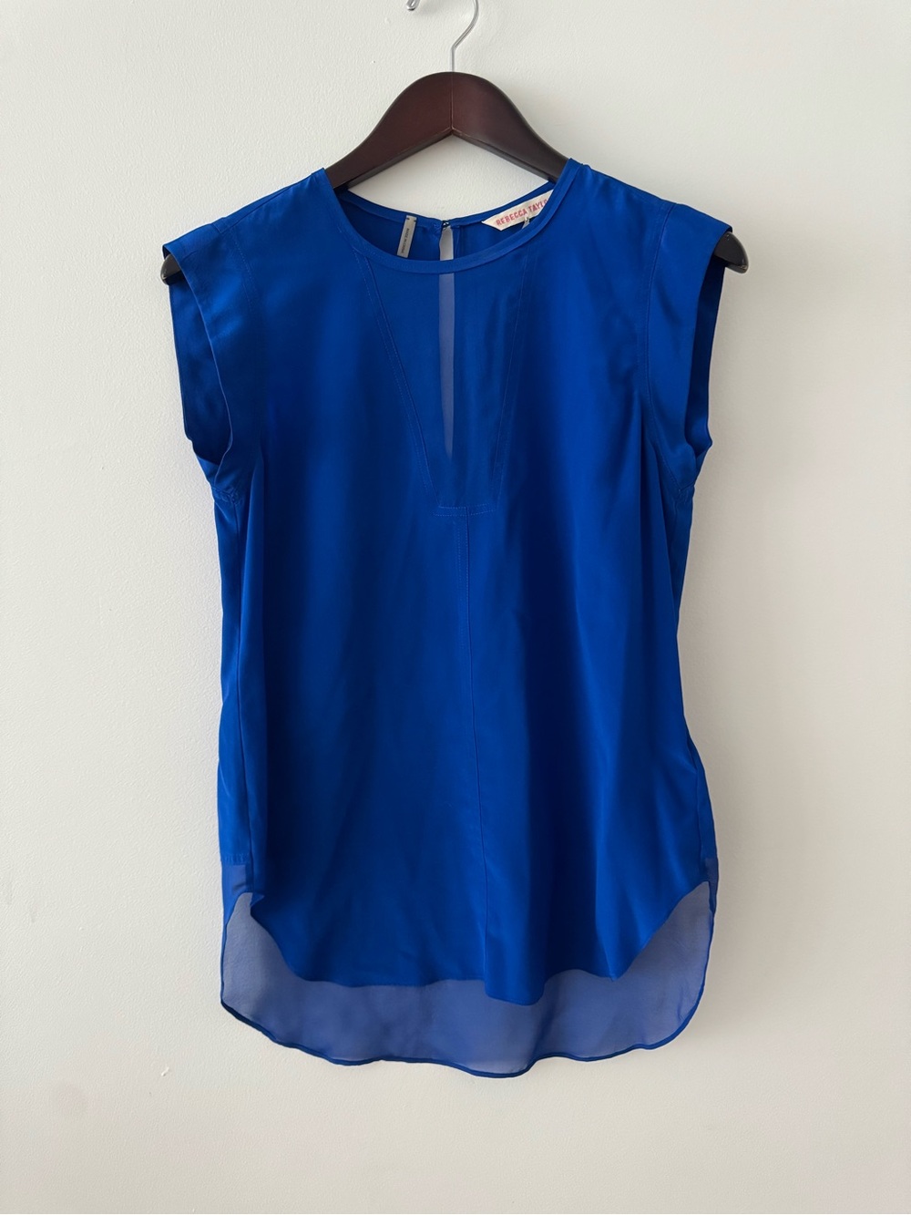 Rebecca Taylor Royal Blue Sleeveless Blouse w/ Sheer Cutout